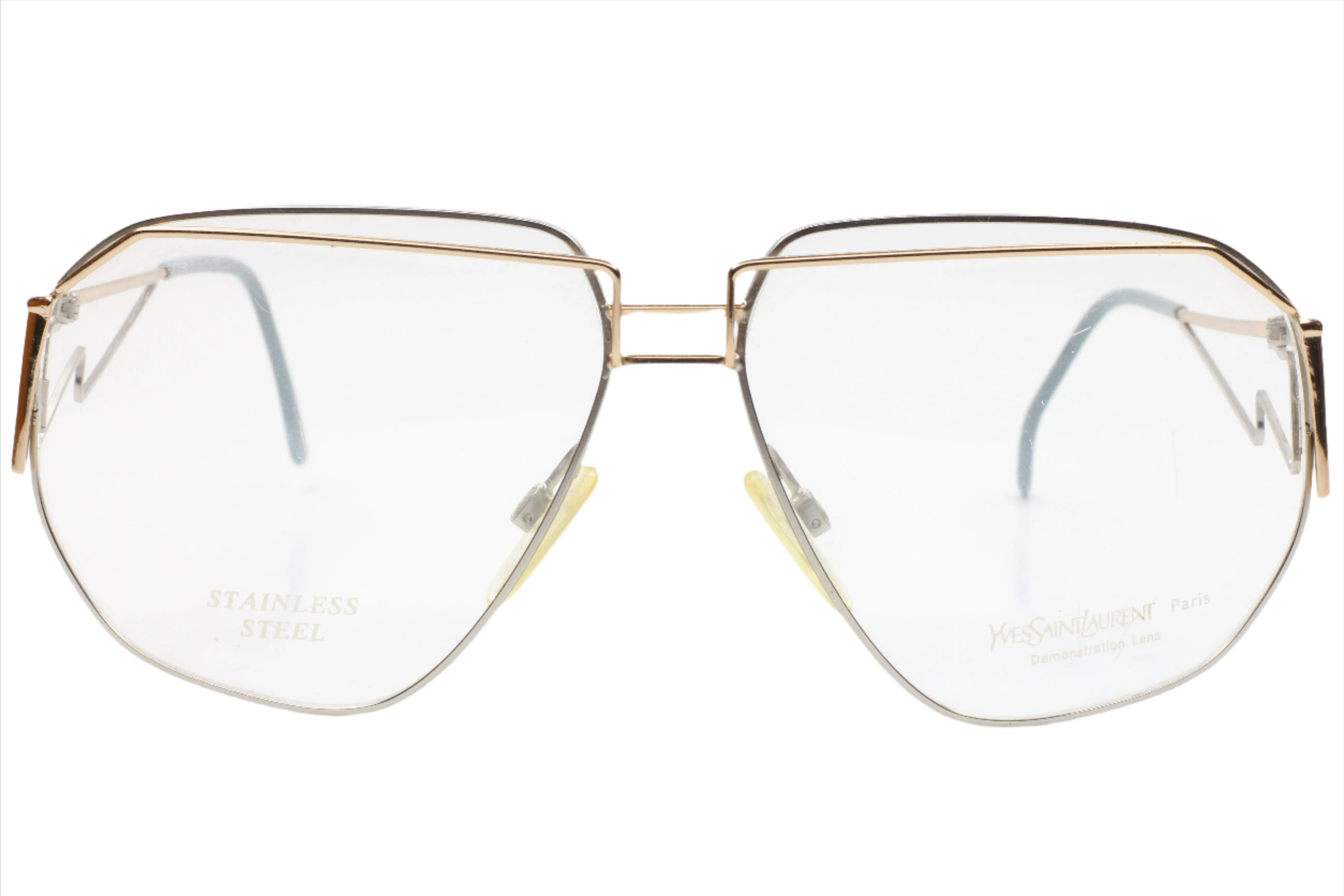Yves Saint Laurent YSL387 Silver Vintage Stainless Steel Luxury Italy Eyeglasses