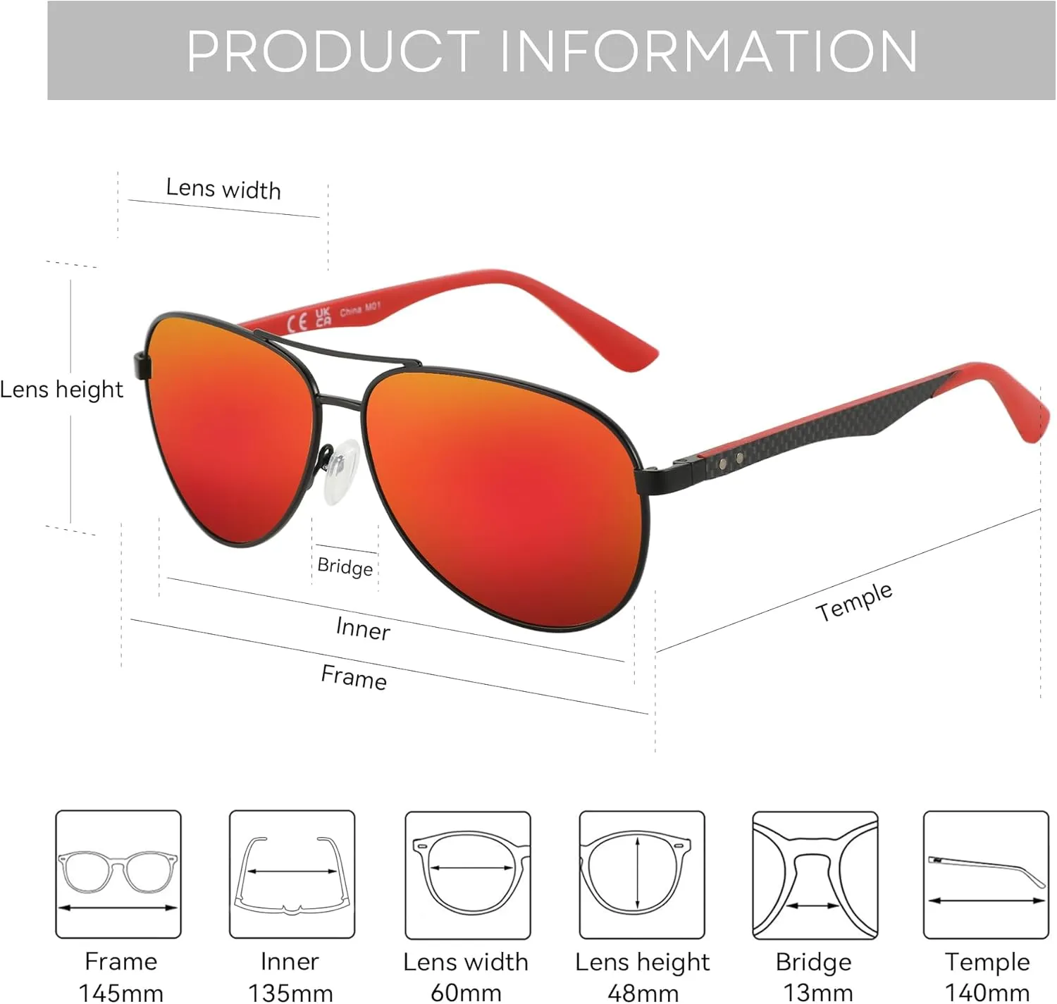 ZENOTTIC Polarized Aviator Sunglasses for Men Carbon Fiber Temple Pilot Sun Glasses with Mirrored Lens UV Protection