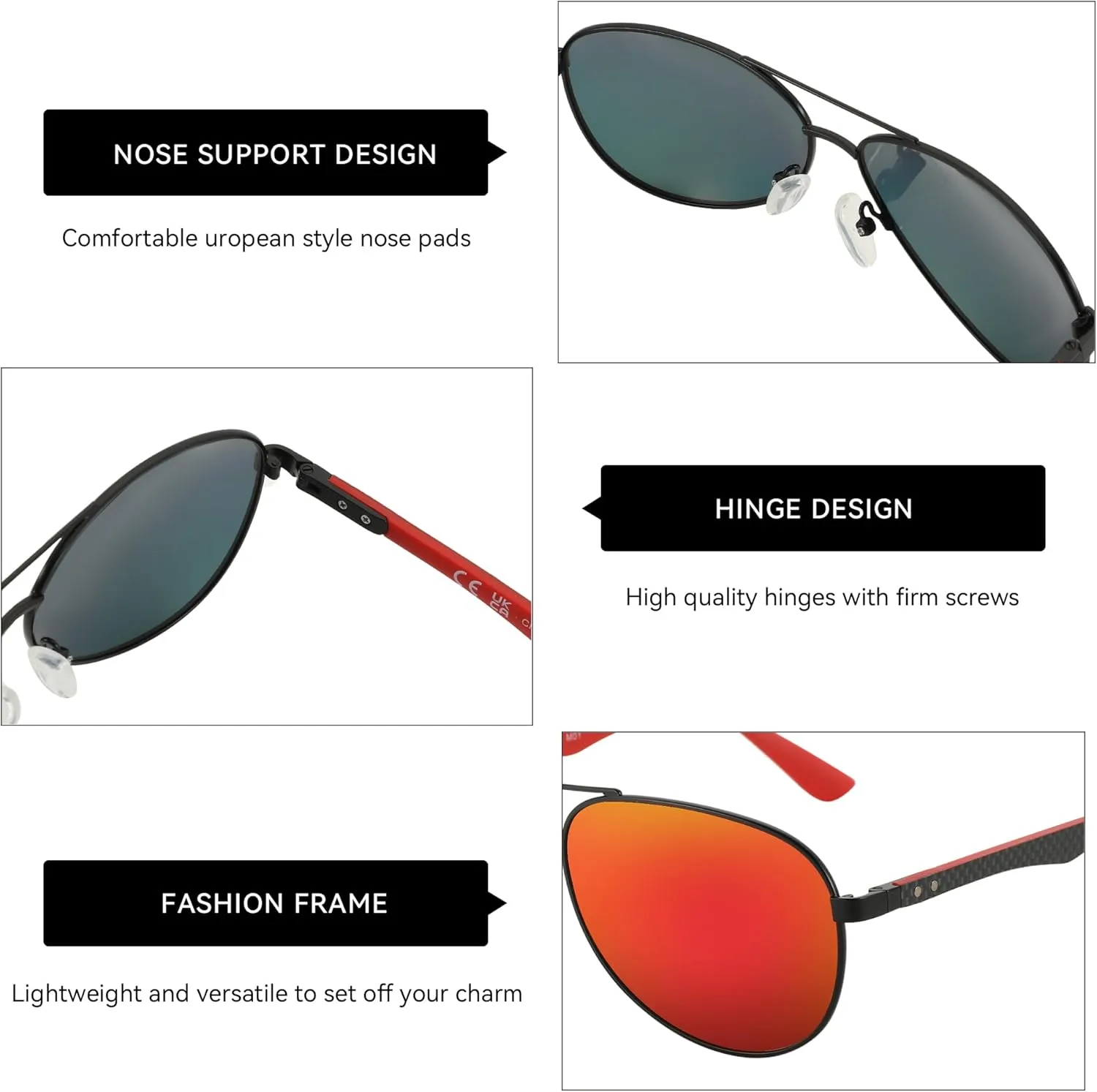 ZENOTTIC Polarized Aviator Sunglasses for Men Carbon Fiber Temple Pilot Sun Glasses with Mirrored Lens UV Protection