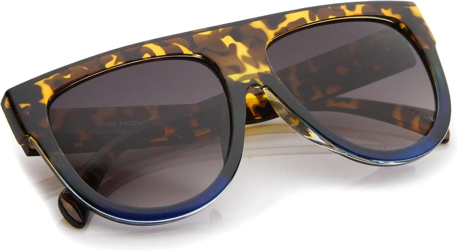 zeroUV Large Oversize Wide Temple Flat Top Aviator Sunglasses 57mm
