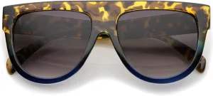 zeroUV Large Oversize Wide Temple Flat Top Aviator Sunglasses 57mm