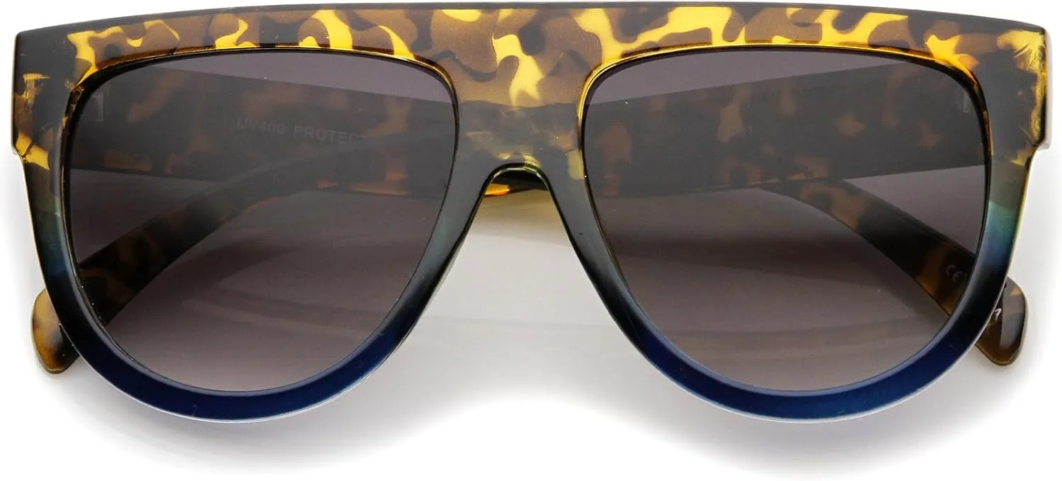 zeroUV Large Oversize Wide Temple Flat Top Aviator Sunglasses 57mm
