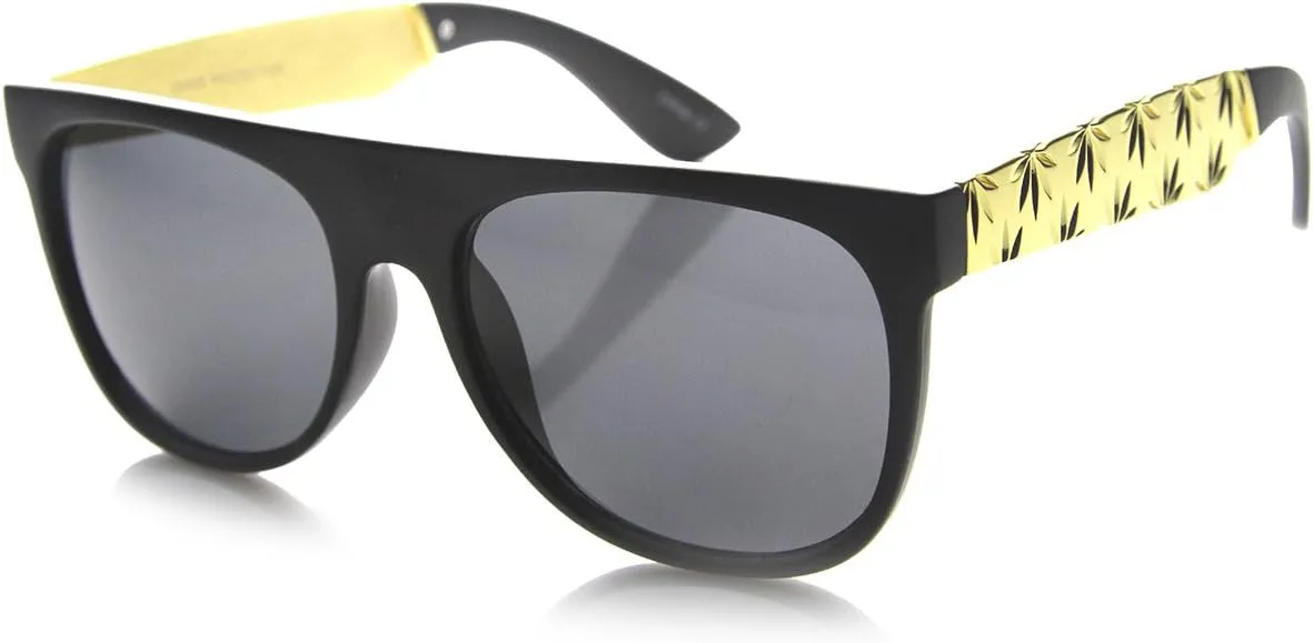 zeroUV Retro Fashion Metal Arm Flat Top Horn Rimmed Sunglasses