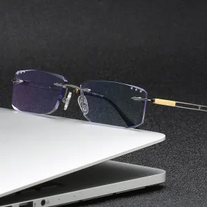 Zirosat 2871 Unisex Eyeglasses Pure Titanium Rimless Square Ultralight