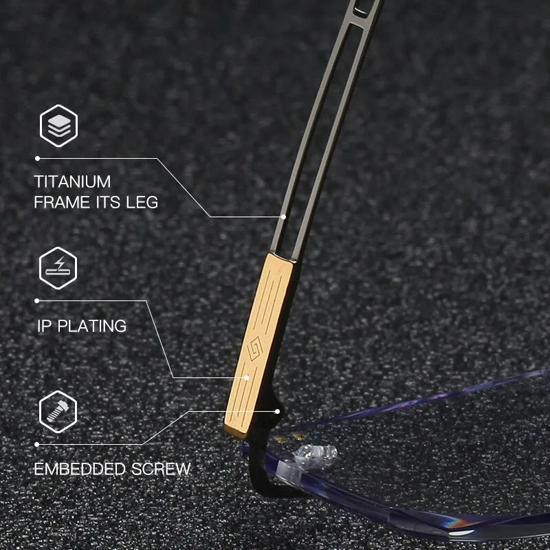 Zirosat 2871 Unisex Eyeglasses Pure Titanium Rimless Square Ultralight