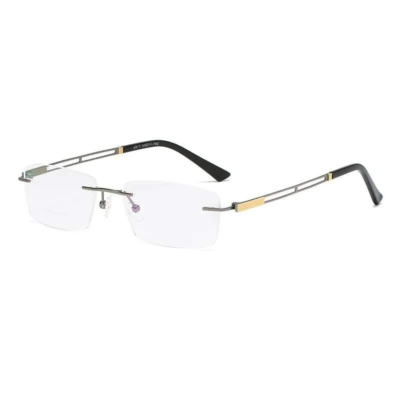 Zirosat 2871 Unisex Eyeglasses Pure Titanium Rimless Square Ultralight