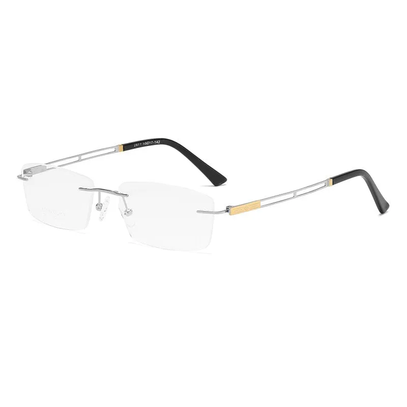 Zirosat 2871 Unisex Eyeglasses Pure Titanium Rimless Square Ultralight