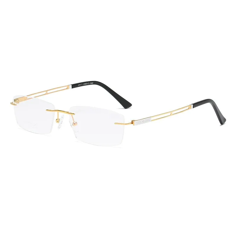 Zirosat 2871 Unisex Eyeglasses Pure Titanium Rimless Square Ultralight