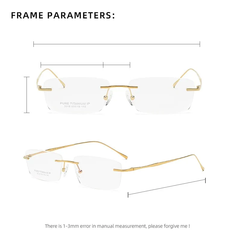 Zirosat 3018 Unisex Eyeglasses Pure Titanium Rimless