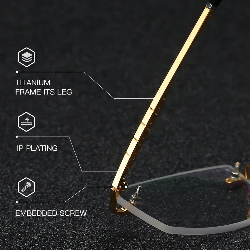 Zirosat 58076 Unisex Eyeglasses Alloy Titanium Square Rimless