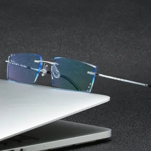 Zirosat 58076 Unisex Eyeglasses Alloy Titanium Square Rimless