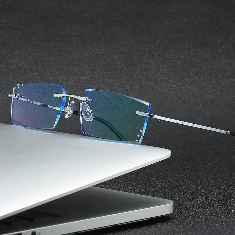 Zirosat 58076 Unisex Eyeglasses Alloy Titanium Square Rimless