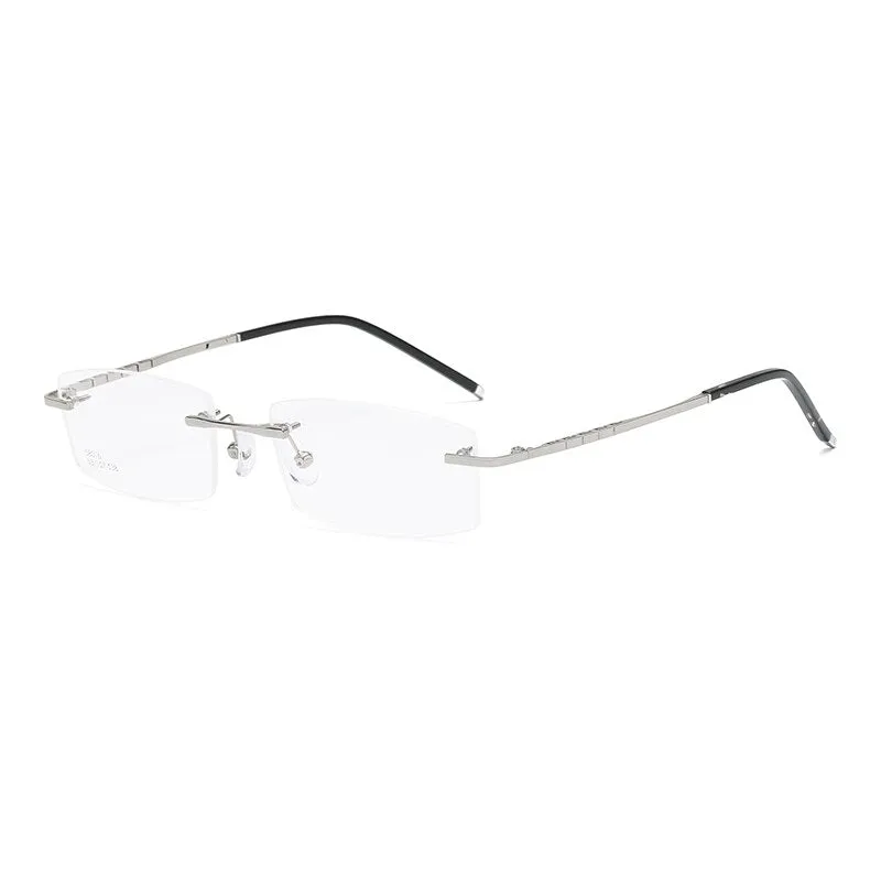Zirosat 58076 Unisex Eyeglasses Alloy Titanium Square Rimless