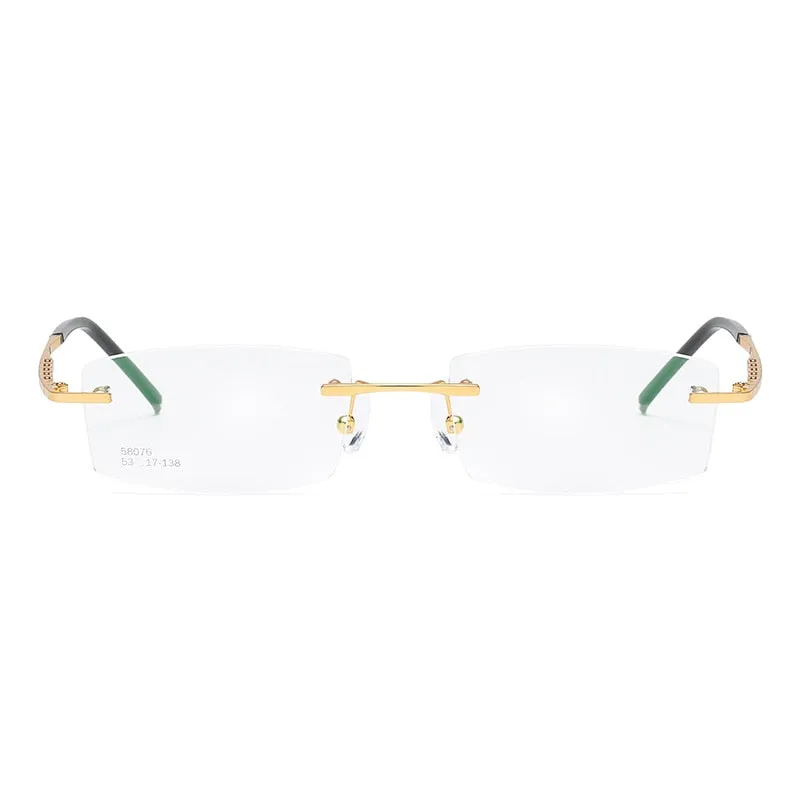 Zirosat 58076 Unisex Eyeglasses Alloy Titanium Square Rimless