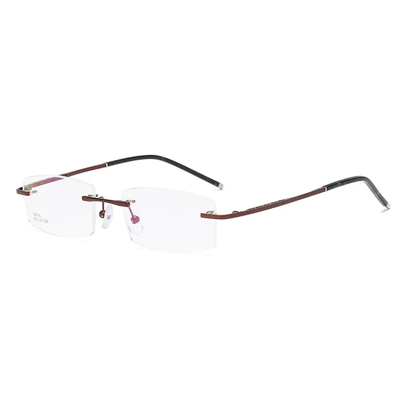 Zirosat 58076 Unisex Eyeglasses Alloy Titanium Square Rimless