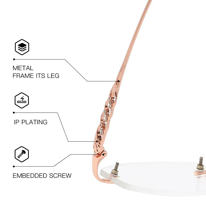 Zirosat 58133 Women's Eyeglasses Rimless Gold