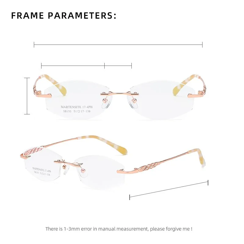 Zirosat 58133 Women's Eyeglasses Rimless Gold