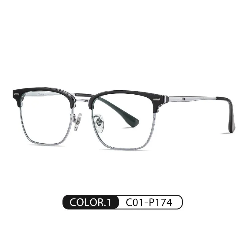 Zirosat Men's Full Rim Square Tr 90 Titanium Eyeglasses St6203