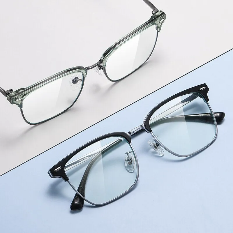 Zirosat Men's Full Rim Square Tr 90 Titanium Eyeglasses St6203