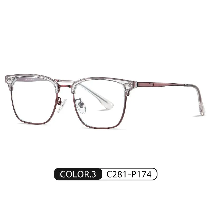 Zirosat Men's Full Rim Square Tr 90 Titanium Eyeglasses St6203