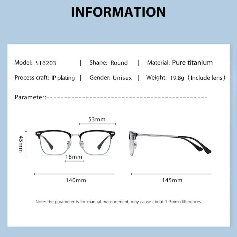 Zirosat Men's Full Rim Square Tr 90 Titanium Eyeglasses St6203